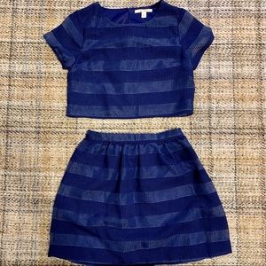 Boutique blue two piece top and skirt set